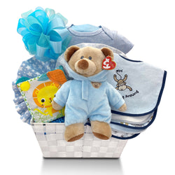 Welcome to the World Baby Boy Gift Basket