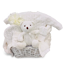 Stylish in White Unisex Baby Gift Basket